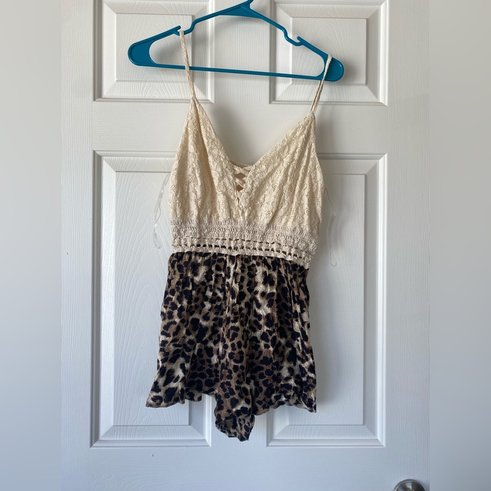 Lace and Leopard Print Romper Size Medium